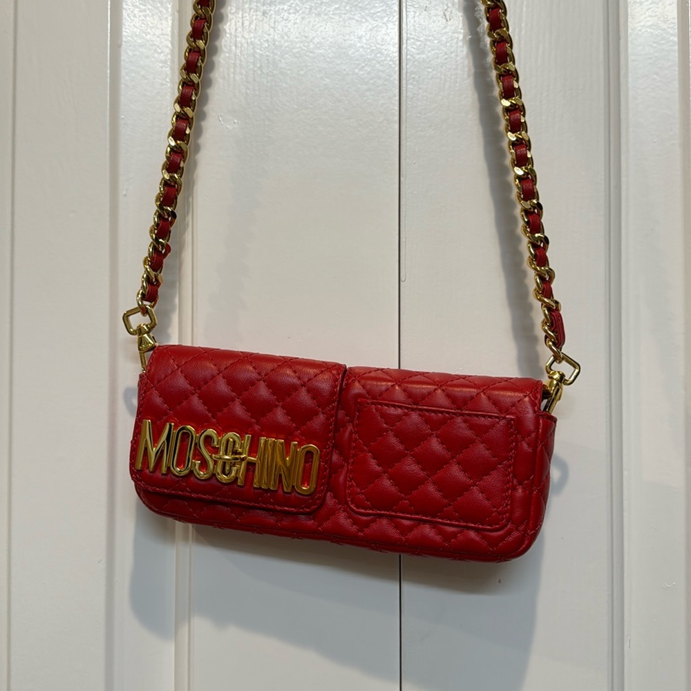 Moschino quilted red crossbody bag